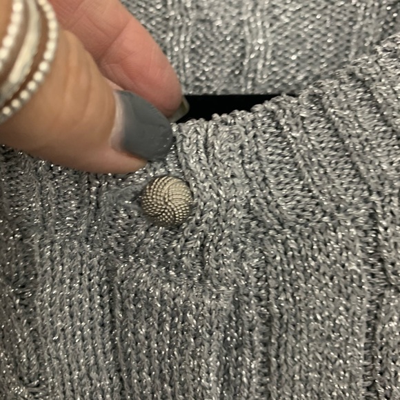 Talbots Holiday Gray Metallic Cable Knit Cardigan - Picture 4 of 6